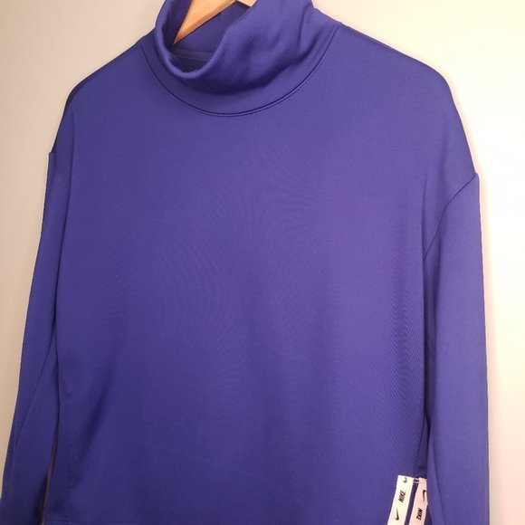Nike Mockneck Oversize Pullover Sweater Side Zipper Size Small Blue - Picture 6 of 16